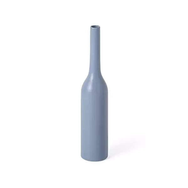 Vaso Garrafa  em Ceramica Azul - 23cm