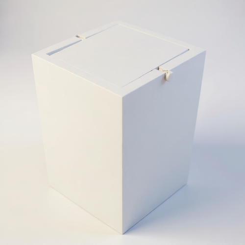 Lixo Retangular Branco Polido c/ Tampa Basculante - 16x30cm