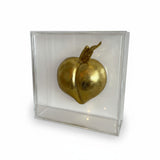 Caixa Acrílica c/ Pêssego Dourado - 20x20cm