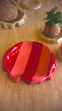 PRATO PETISQUEIRA ORGÂNICA CERÂMICA LISTRADO ROSA E MARSALA  - 29CM