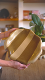 PRATO PETISQUEIRA ORGÂNICA CERÂMICA LISTRADO FENDI E MARROM  - 29CM