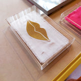 Caixa Acrílica Boca Dourada Branca - 24x12cm