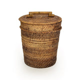 Cesto com Tampa Rattan Bambu Vicente – Ø26 x A34 cm