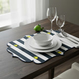 Lugar Americano Impermeável Citrus (Limão com Listras Azul-Marinho) - 48x38cm