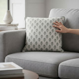 Almofada em Linho Estampado (Botânico Verde) - 52 × 52 cm