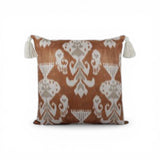 Almofada em Linho Estampado Ikat (Terracota) - 52 × 52 cm