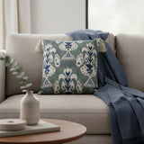 Almofada em Linho Estampado Ikat (Verde) - 52 × 52 cm