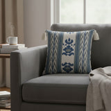 Almofada em Linho Estampado Ikat (Verde) - 52 × 52 cm
