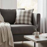 Almofada em Linho Estampado (Xadrez Bege) G - 52 × 52 cm