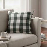 Almofada em Linho Estampado (Xadrez Verde) G - 52 × 52 cm