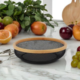 Cesta Aramada de Metal com Bambu - 30cm