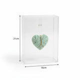 Caixa Acrílica c/ Coração Verde Claro Fio Dourado  - 21x16cm