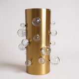 Vaso Dourado com Cristal – 18 × 18 × 32 cm