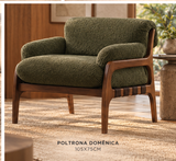 Poltrona Domênica Madeira e Tecido Verde - 105x75cm