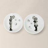 CONJUNTO 2 PRATOS DECORATIVOS BOLA DE SABÃO PORCELANA BRANCO - 19CM