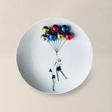 PRATO DECORATIVO DUPLA DE MENINAS BALÕES PORCELANA COLORIDO - 27CM