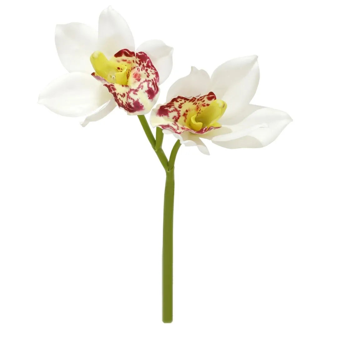 Haste Orquídea Cymbidium Branca Toque Real - 27 cm