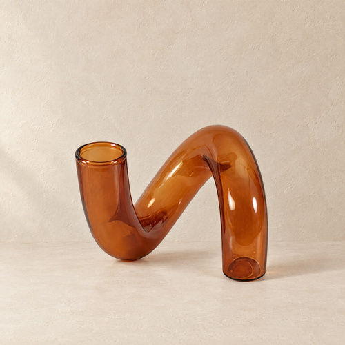 Vaso Decorativo Tubo Torcido Marrom - 12 x 12cm