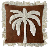 Almofada Linho Terracota com Bordado Bouclé Cru Coqueiro - 52x52cm