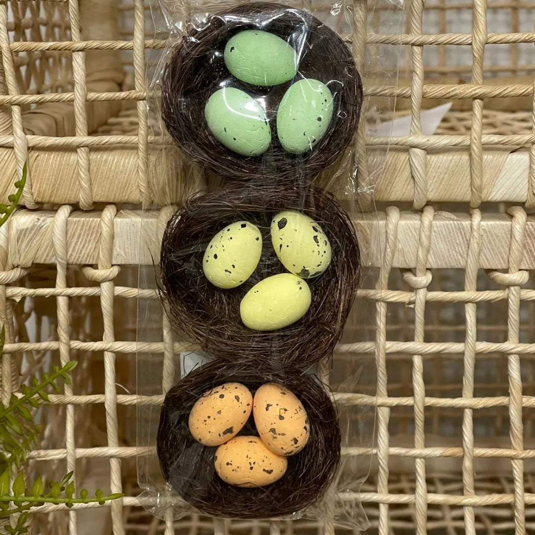 Kit com 3 ninhos de Páscoa c/ 3 Ovos cada  - 6cm