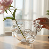 Vaso Vidro Bolha Transparente - 26x26cm