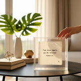 Caixa Acrílica c/ Linho Frase 'Tudo posso naquele que me fortalece' - 20x20cm