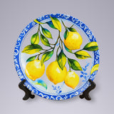 Prato Decorativo Limão Cerâmica Azul e Amarelo Mod 1 - 20cm