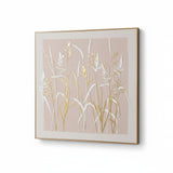 Quadro Decorativo Folhagens Douradas - 60x60x2,5cm