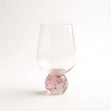 Taça Água Base Esfera Bubble Glass Rosa - 540 ml