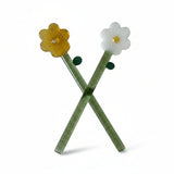 Conjunto de Colheres para Drink em Vidro Borossilicato Decorado Flor (2 Peças)- 16,5 cm