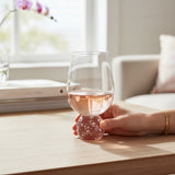 Taça Água Base Esfera Bubble Glass Rosa - 540 ml