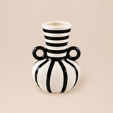 Vaso Argolas Cerâmica Preto e Branco