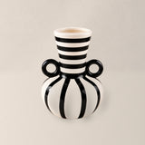 Vaso Argolas Cerâmica Preto e Branco