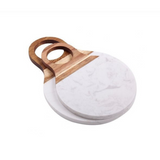 Tábua de Madeira e Mármore Branco - 32cm