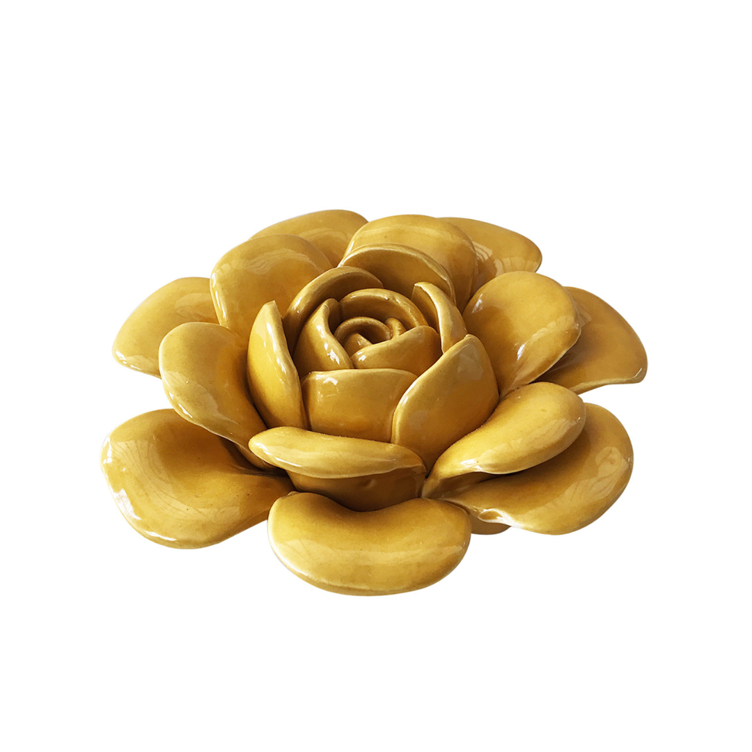 Flor de Cerâmica Amarela - 14,2cm