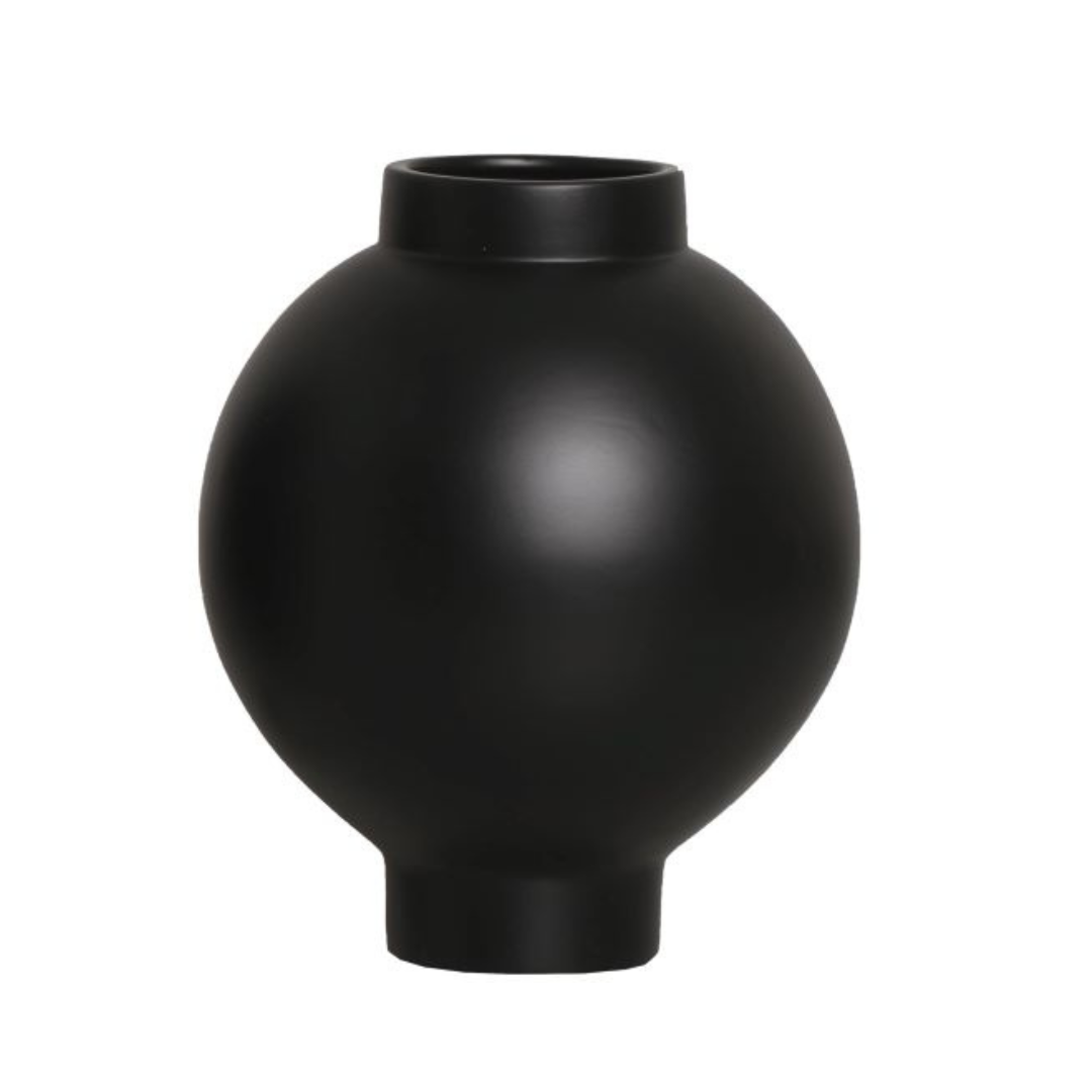 Vaso de Cerâmica Oskar Preto Fosco - 20x24cm