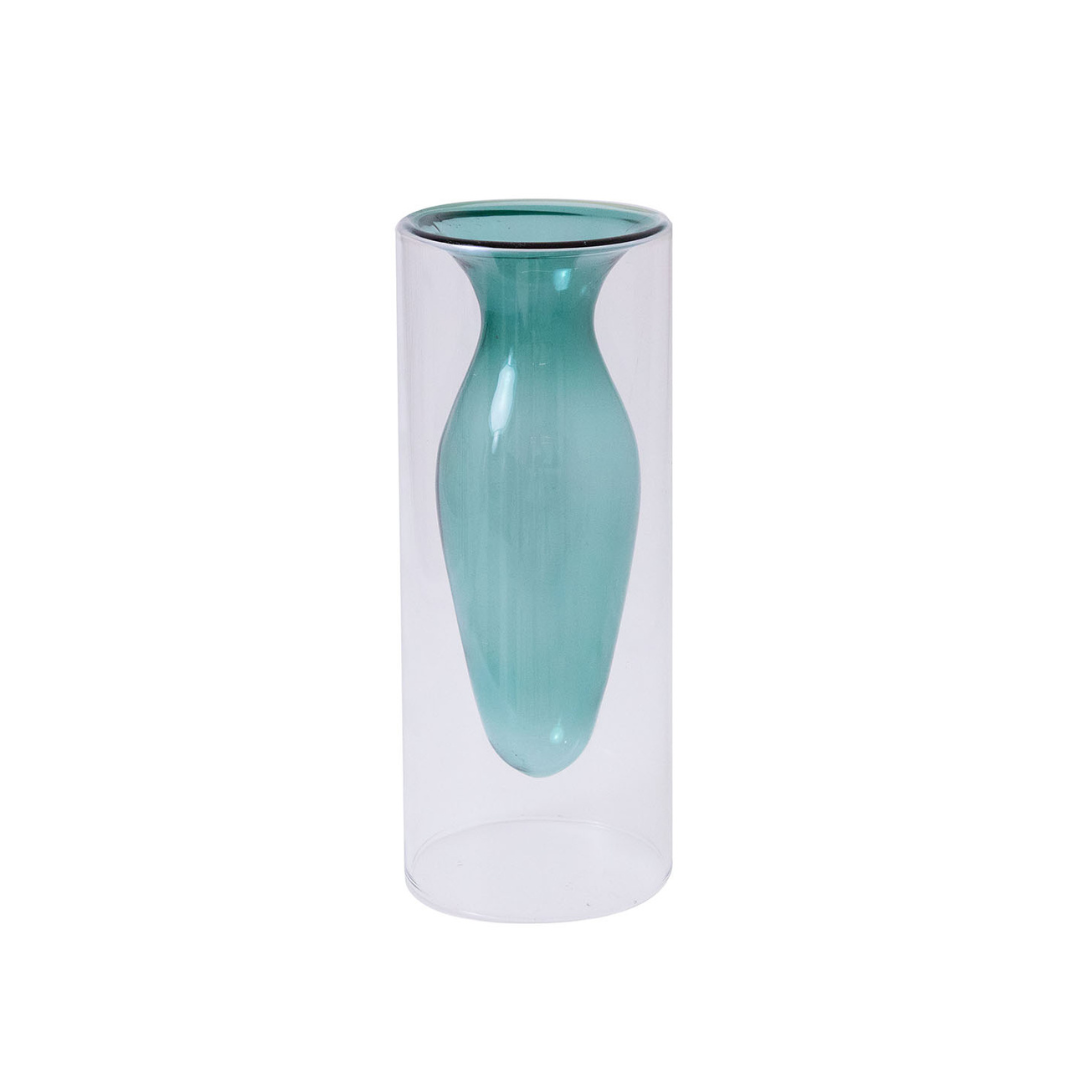 Vaso de Vidro Anavi Azul - 8x20cm