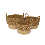 Cesto de Junco e Palha Natural Manu - 31x21cm