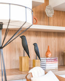 Escultura Pássaro Preto - 44cm