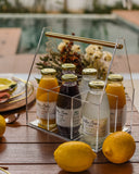 Porta Talher de Acrílico com Alça de Metal Dourada