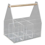 Porta Talher de Acrílico com Alça de Metal Dourada