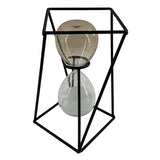 Ampulheta em Metal e Vidro Fumê - 12.5x23cm