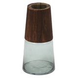 Vaso de Vidro e Madeira Carmel - 28cm.