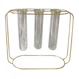 Vaso de Metal Dourado com Três Tubos de Vidro